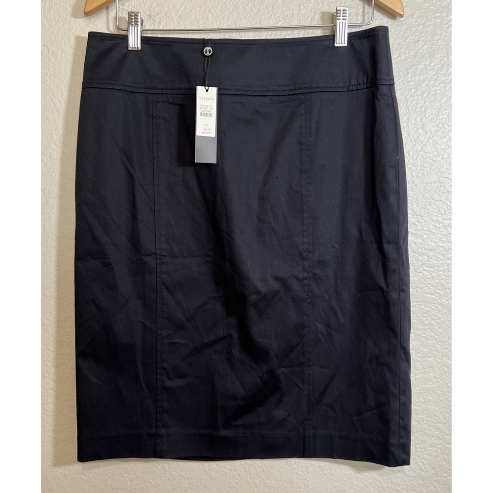 Talbots Women's Pencil Skirt Size 10 Solid Black Lined Back Zipper NWT
